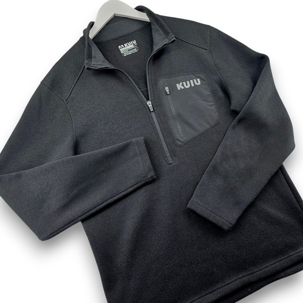KUIU Base Camp Mens XL Black Sweater Fleece 1/4 Zip Pullover Jacket 14016